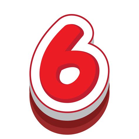 number 6 red cartoon text effect 36877641 PNG