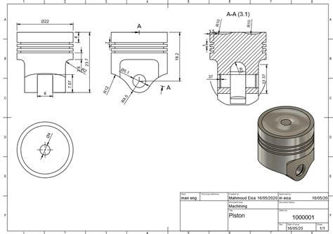 Autocad Mechanical Drawings Piston