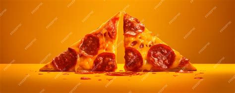 Premium AI Image | three standart triangle slices pizza with pepperoni and viscous cheese ...