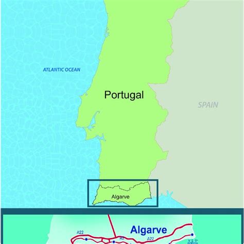 Map of Portugal, which shows where Zoomarine is located. Reprinted from... | Download Scientific ...