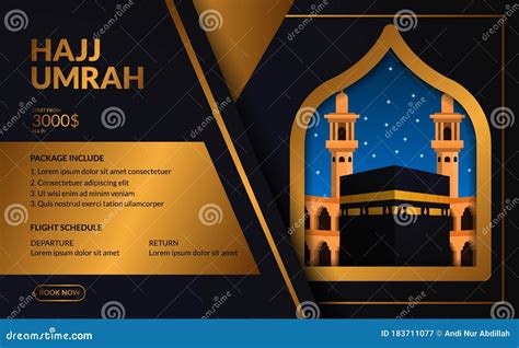 Hajj Or Umrah Brochure Template Cartoon Vector | CartoonDealer.com #157629675