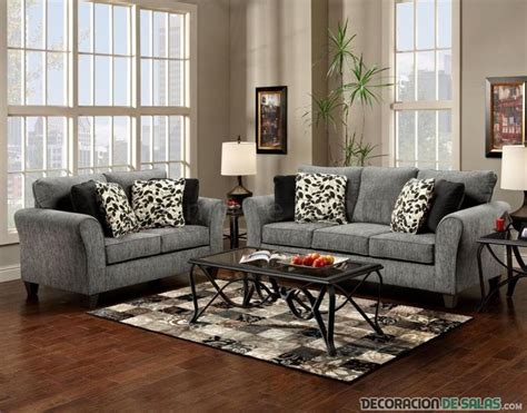 salon-decorado-en-gris-oscuro.jpg (978×768) | Grey sofa living room ...