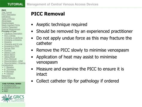 PICC Line Removal Charting