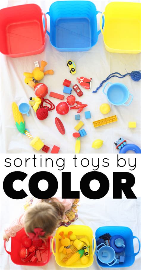 This Sorting Toys by Color Activity is perfect for toddlers! It reinforces color names while ...