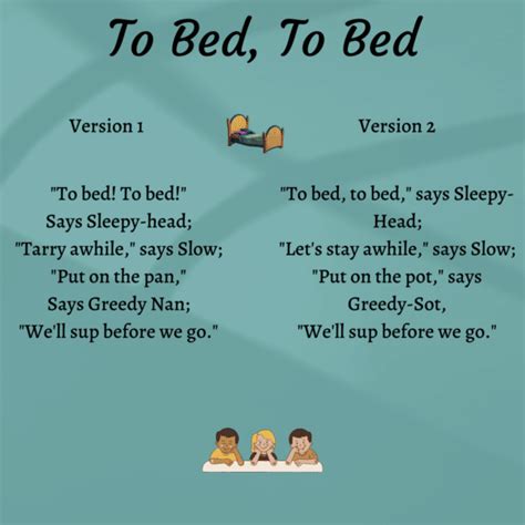 To Bed, To Bed Printable Lyrics, Origins, and Video