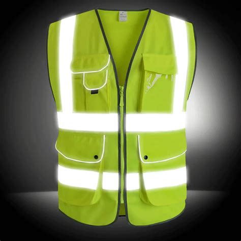 Reflective Vest High Visibility Safety Clothing Multi pockets Fluorescent Clothes For Outdoor ...