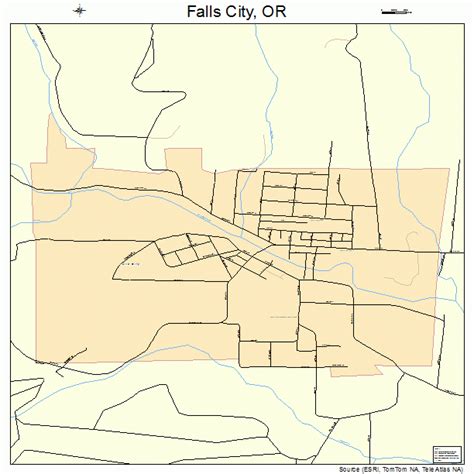 Falls City Oregon Street Map 4124550