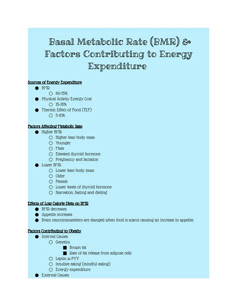 BMR Factors Contributing to Energy Expenditure - Basal Metabolic Rate ...