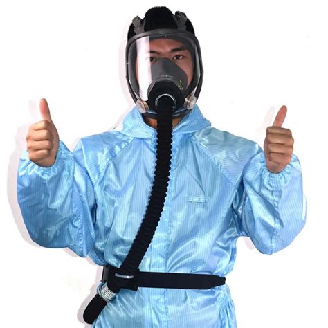 Electric Constant Flow Supplied Air Fed Full Face Gas Mask Respirator System Protective Mask ...