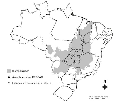 Mapa do Brasil com a extensão do bioma Cerrado (segundo IBGE, 2005 ...