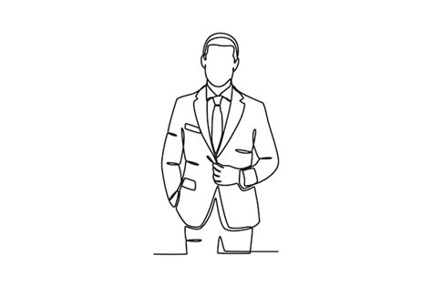 Premium Vector | Front view of a man wearing a suit Tuxedo oneline drawing