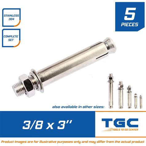 5 PCS Stainless Dyna Bolt 3/8 x 3 (M10 x 75mm) or Expansion Bolt or Anchor Bolt or Concrete ...