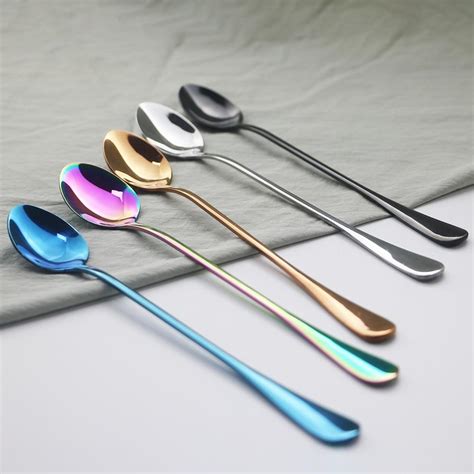 Cheap 6Pcs Colorful Cutlery Set Stainless Steel Long Handle Spoon ...