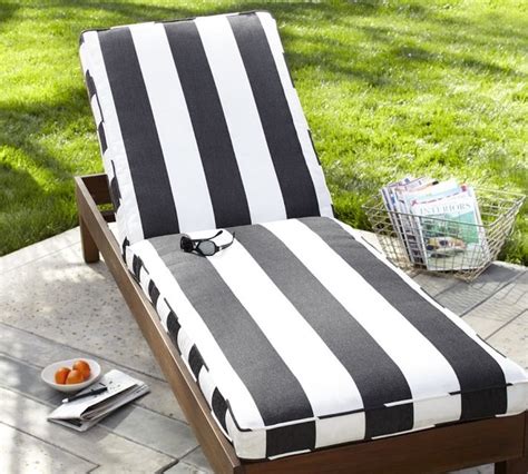 Chaise Cushion, Black & White Stripe Sunbrella - Modern - Outdoor ...