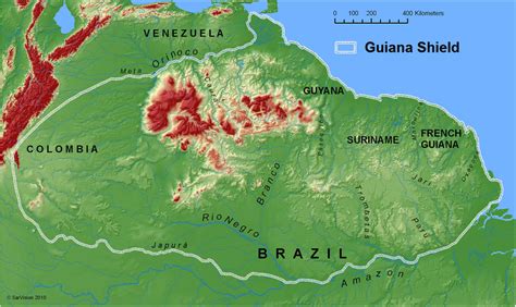 Map of the Guiana Shield, South America (kindly drawn by Sarvision 2010). | Download Scientific ...