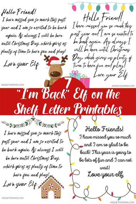 Im Back Free Elf On The Shelf Printables