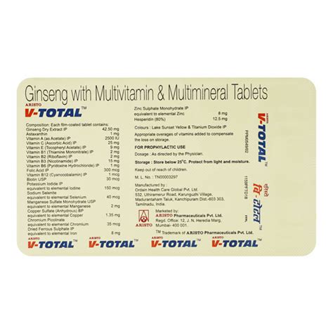 Buy V Total Tablet 10'S Online at Upto 25% OFF | Netmeds