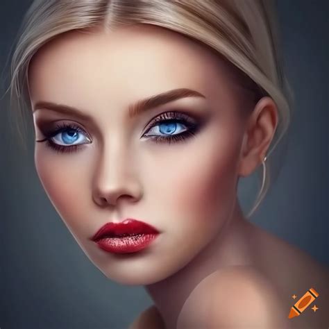 Photorealistic portrait of a beautiful woman with detailed features