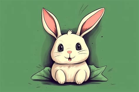 Premium AI Image | Bunny illustration in green background ai generated