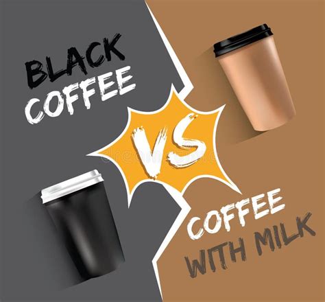 Black Coffee Vs Coffee with Milk Stock Vector - Illustration of cafe ...