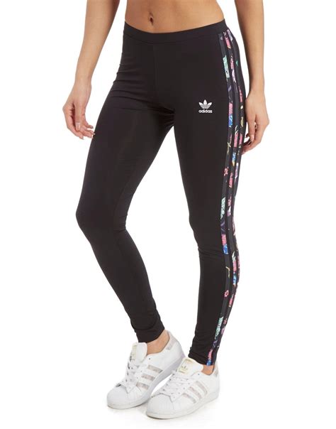 adidas Originals Synthetic 3-stripes Floral Infill Leggings in Black - Lyst