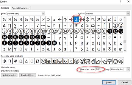 Down arrow ↓ symbol in Word, Excel, PowerPoint and Outlook - Office Watch