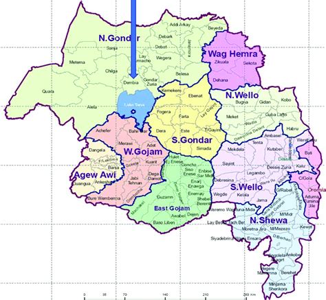 Map of Dembia district in North Gondar zone districts in Amhara ...