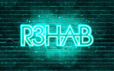 R3hab turquesa logo superstars, djs holandeses, turquesa brickwall, r3hab logo, papel de parede ...