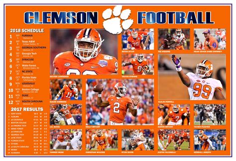 Clemson Tigers 2018 Pictorial Football Schedule Poster | Etsy