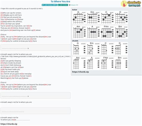 Chord: To Where You Are - tab, song lyric, sheet, guitar, ukulele | chords.vip