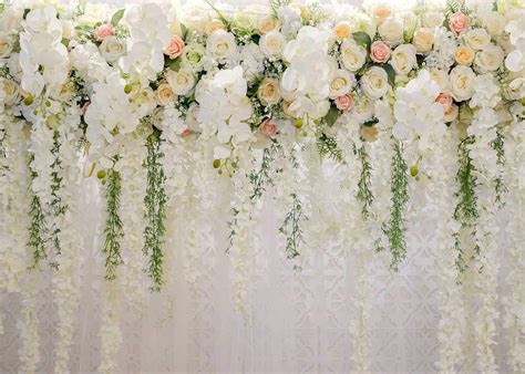 White 3D Rose Floral Photo Backdrops Bridal Shower Large Wedding ...
