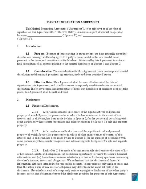 Free Marriage Separation Agreement Template (PDF) | FormsPal