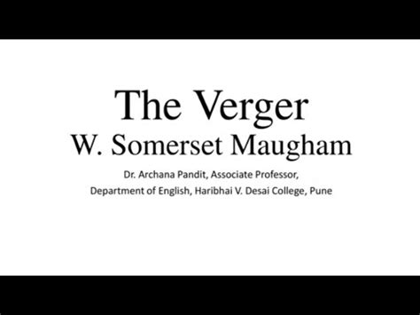 The Verger by W. Somerset Maugham :Summary | Dr. Archana Pandit - YouTube