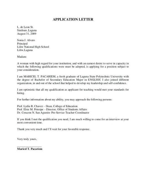 Application Letter Sample For Fresh Graduate Computer Science with Application Letter For ...