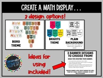 Math Banner | Math Classroom Decor | How to Study Math by Generally ...