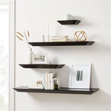 Slim Floating Shelves - Black | West Elm | Floating shelves living room ...