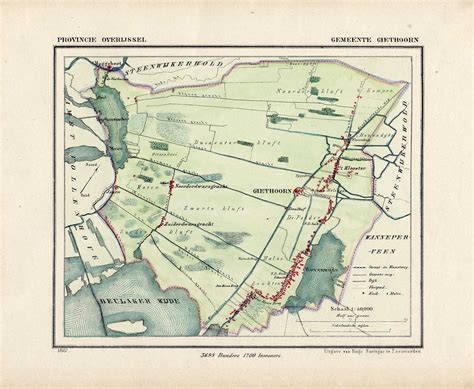 Antique Map of the Township of Giethoorn by Kuyper (1865)