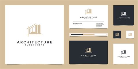 architectural logo design and business card templates. abstract structure of real estate ...