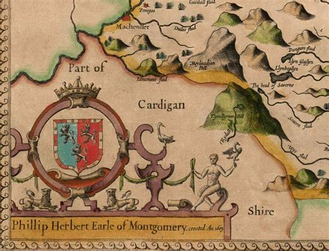 Old Map of Montgomeryshire, Wales, 1611 by John Speed - Powys, Maldwyn ...