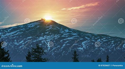 Sunrise Moon Black Mountain Stock Image - Image of outdoor, environment: 87828607