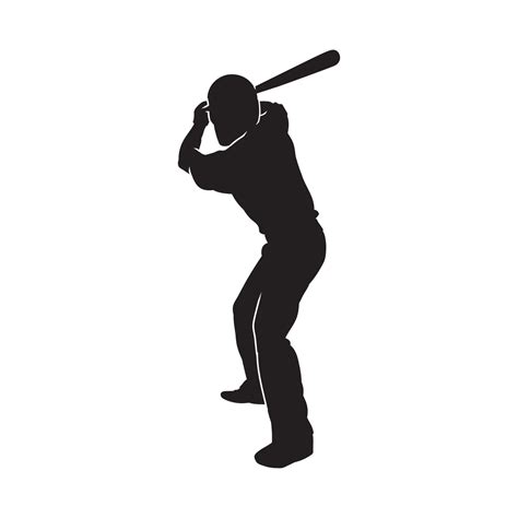 Baseball player silhouette, Man batter vector illustration on white ...