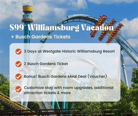 Westgate Resorts, Attraction Tickets, Room Upgrade, Busch Gardens, Meal Deal, Vacation, Custom ...