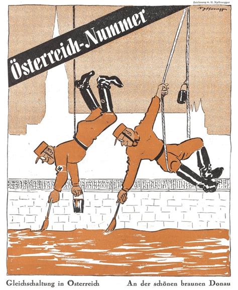 ''Gleichschaltung [coordination] in Austria - On the beautiful brown Danube'' - Swiss cartoon ...