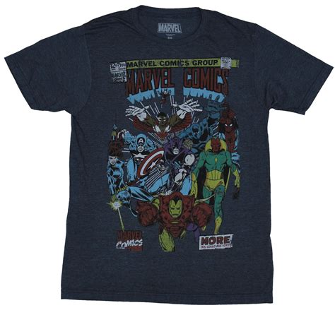 Marvel - Marvel Comics Mens T-Shirt - Distressed Comics Group Hawkeye Center Group Cover (Medium ...