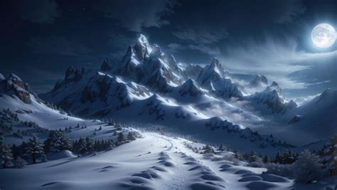 Premium AI Image | Snowy Mountain Night