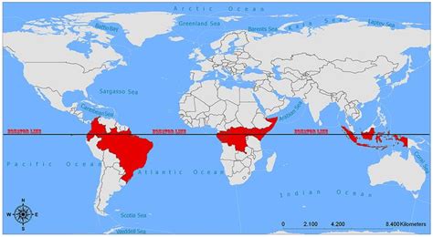 Equator Line/Countries on the Equator 1 | Equator map, World map with countries, Map