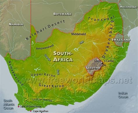 South Africa Physical Map