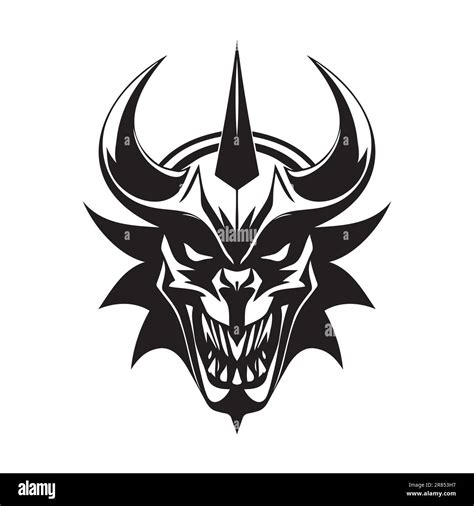 Devil head black and white vector icon. Template for logo, emblem or badge design Stock Vector ...