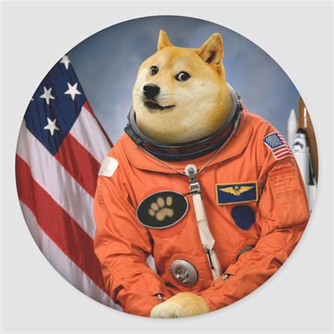 astronaut dog - doge - shibe - doge memes classic round sticker | Zazzle.com | Shibe doge, Doge ...