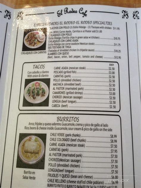 Menu of El Rodeo Cafe in Palm Desert, CA 92260